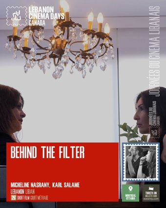 Poster for the short film Behind the Filter, from the Lebanon Cinema Days 2025 official selection.