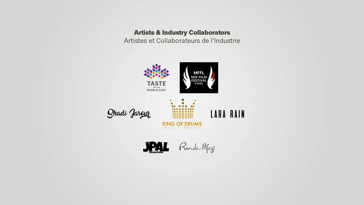 Lebanon Cinema Days 2025 Artists & Industry Collaborators slide, showing the logos of that tier.