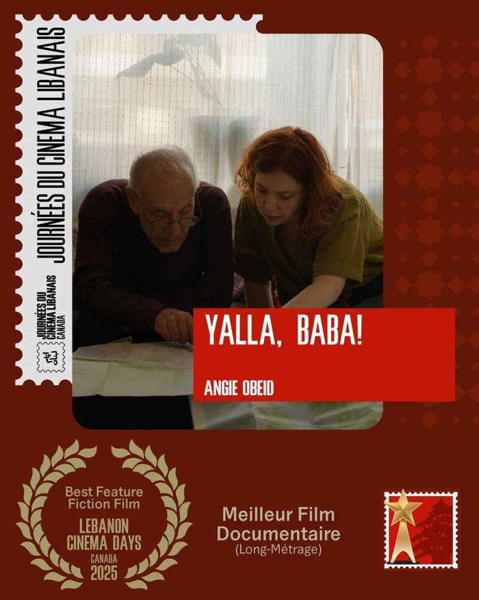 Lebanon Cinema Days 2025 award card: Best Feature Documentary, Yalla, Baba!.